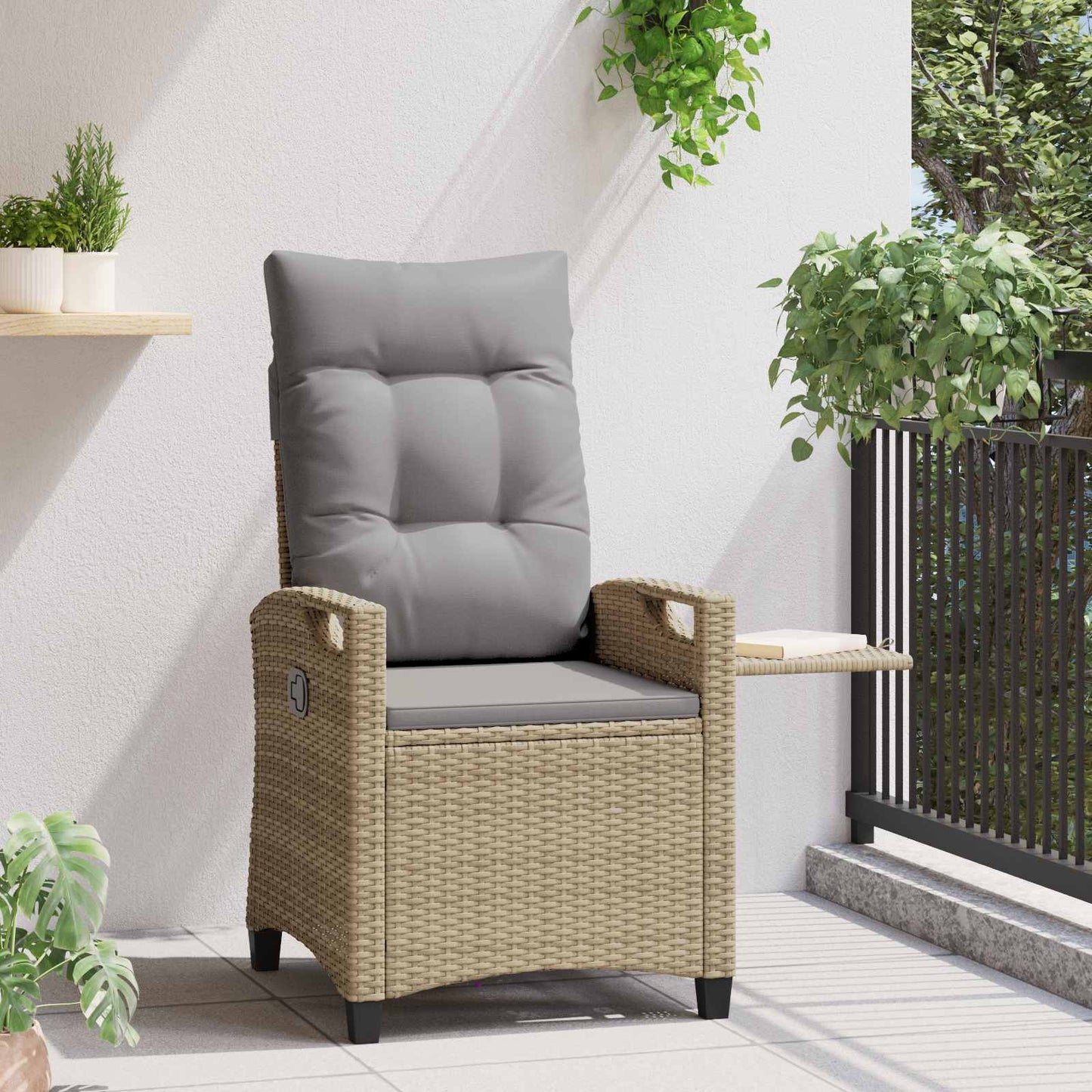 Sedia da giardino reclinabile Beige e Grigio Chiaro polyrattan | homemem39