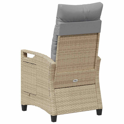 Sedia da giardino reclinabile Beige e Grigio Chiaro polyrattan