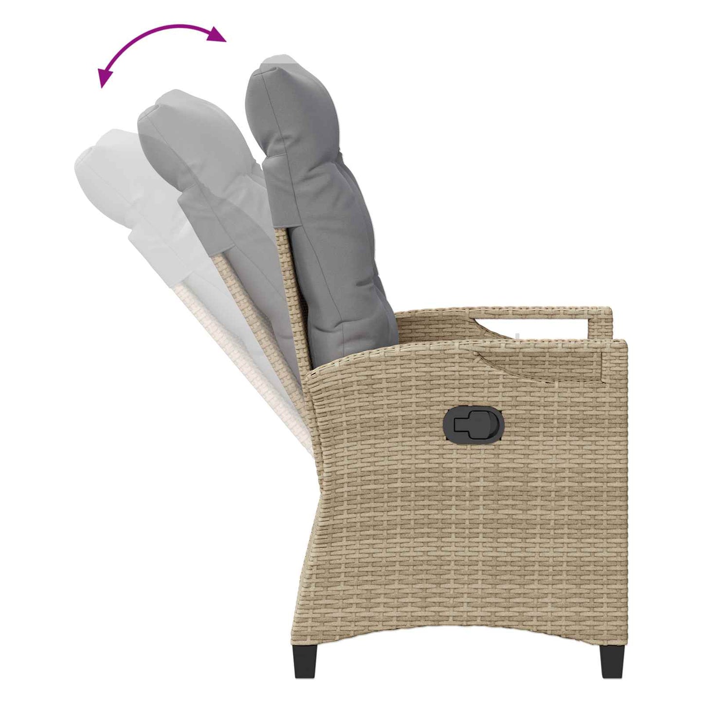 Sedia da giardino reclinabile Beige e Grigio Chiaro polyrattan
