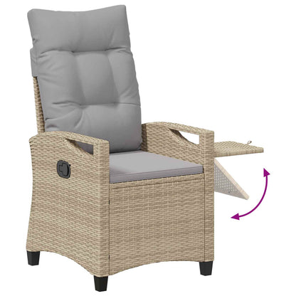 Sedia da giardino reclinabile Beige e Grigio Chiaro polyrattan