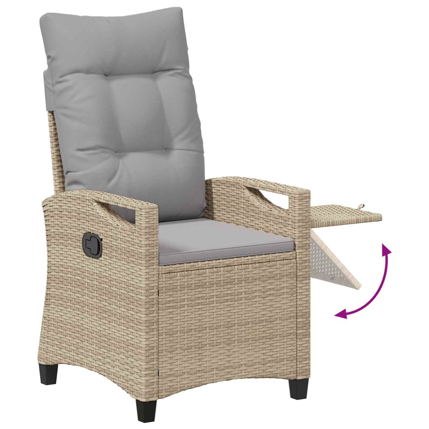 Sedia da giardino reclinabile Beige e Grigio Chiaro polyrattan