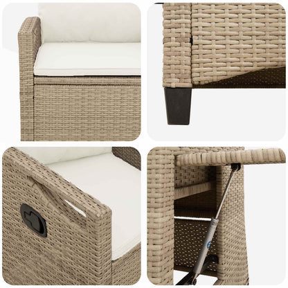 Sedia da giardino reclinabile Beige e Crema 56 x 60 x 112 cm | homemem39