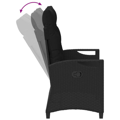 Panchina da giardino con cuscino Nero 105 x 60 x 112 cm