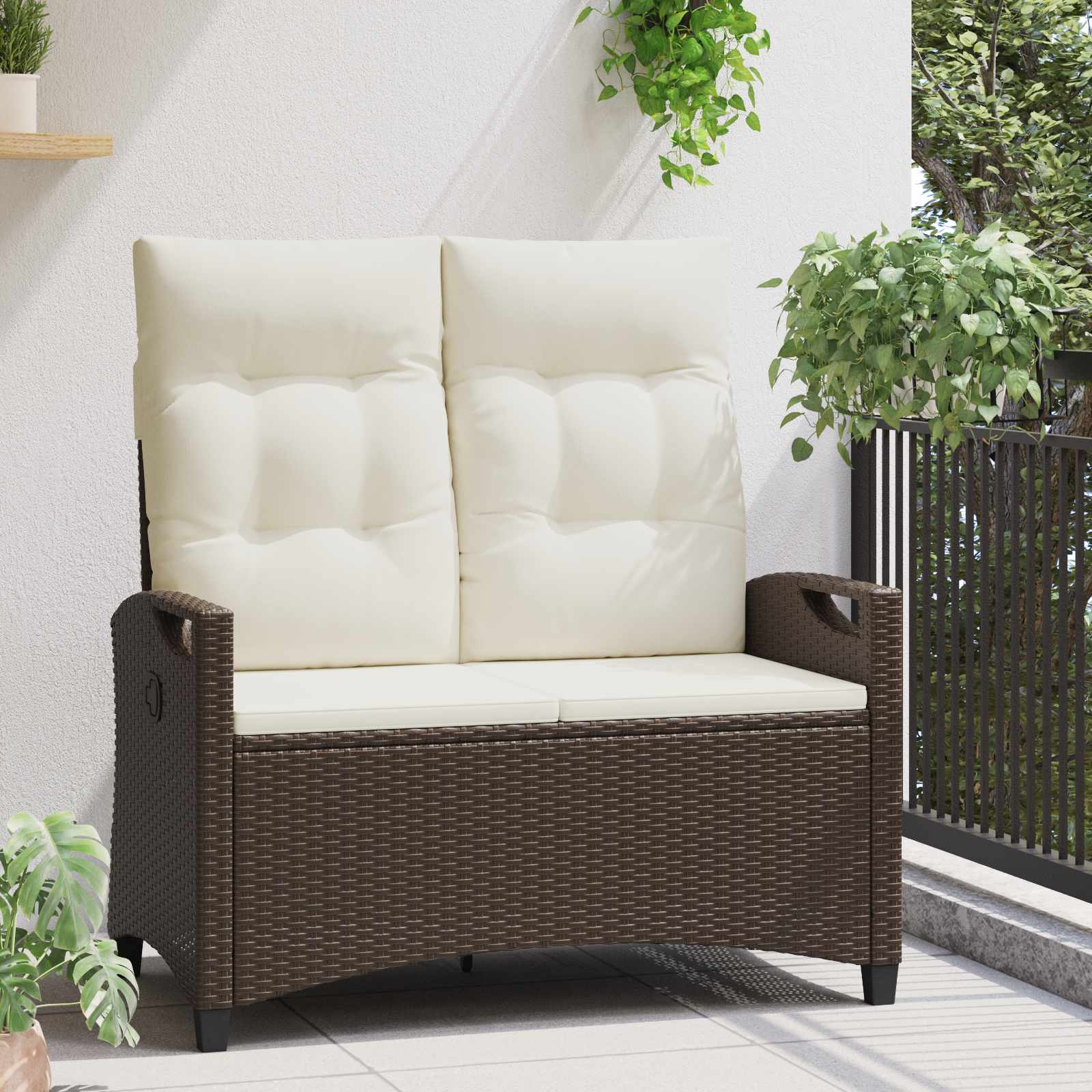 Panchina da giardino Marrone e Crema 105 x 60 x 112 cm | homemem39