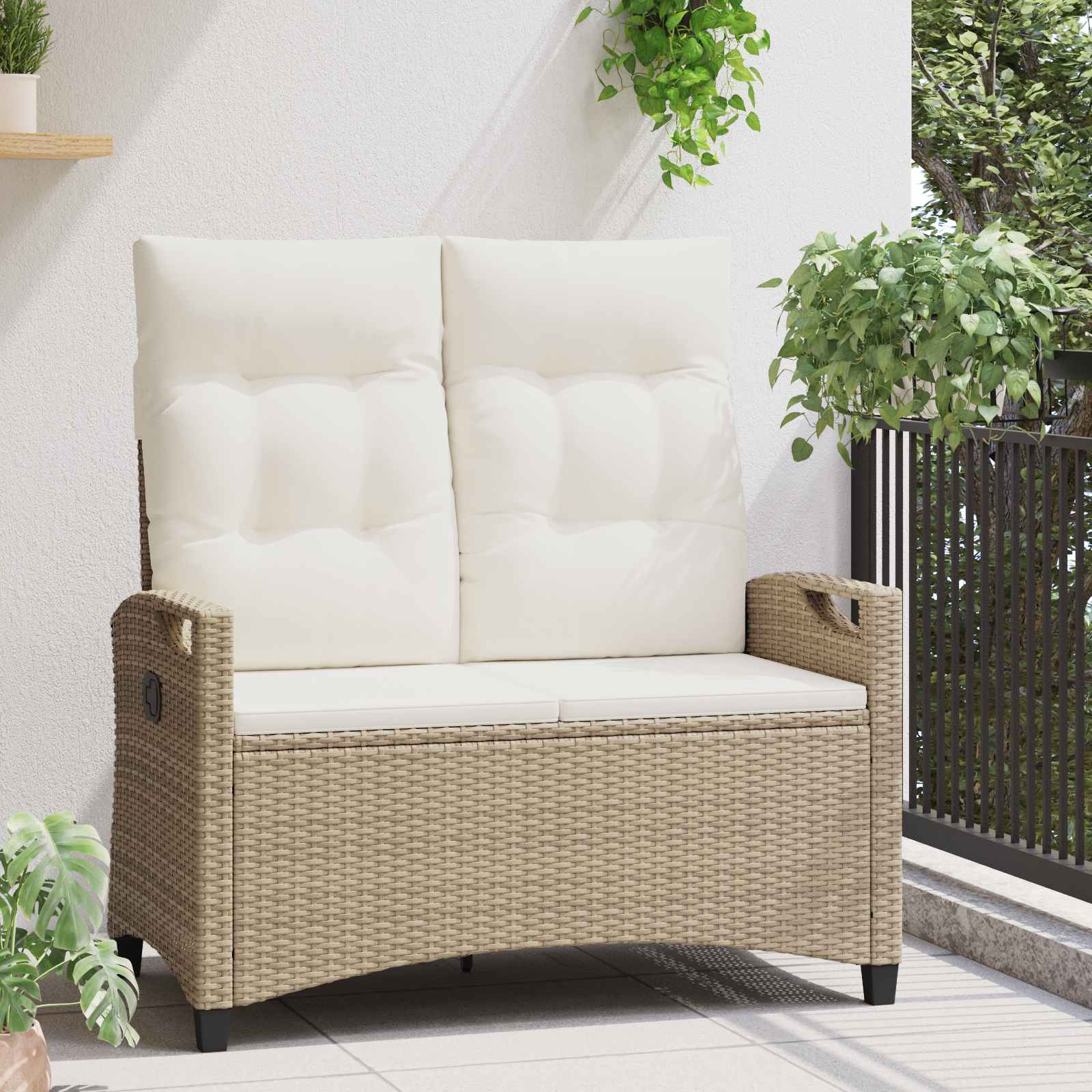 Panchina da giardino Beige e Crema 105 x 60 x 112 cm | homemem39