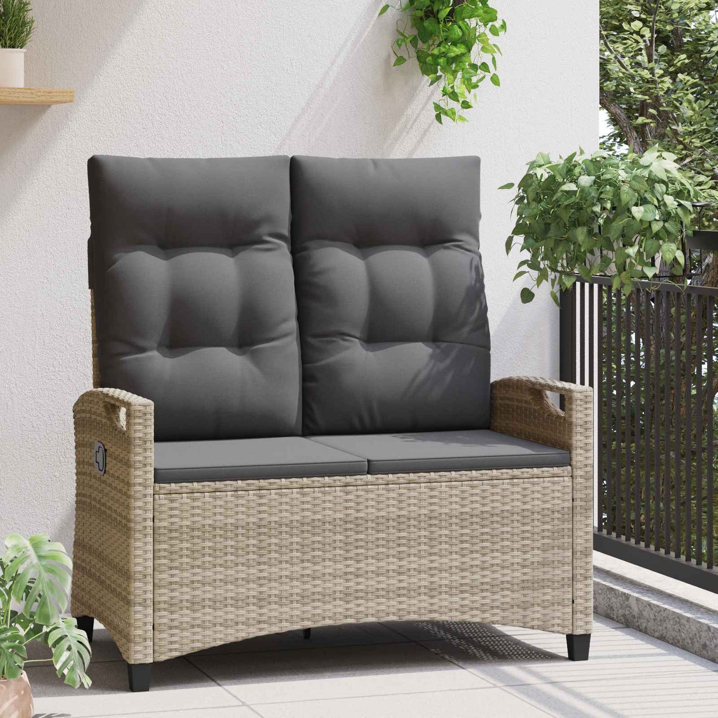Panchina da giardino con cuscino 105 x 60 x 112 cm acciaio