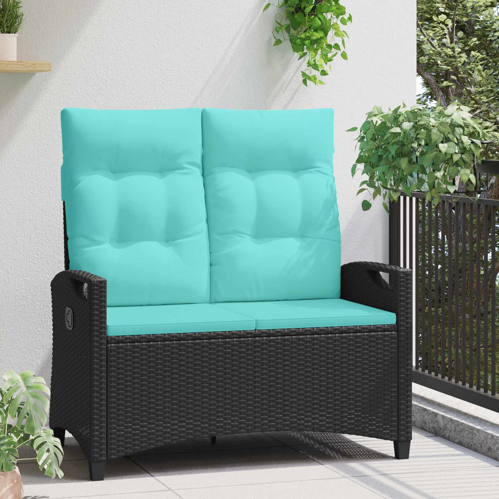 Panchina da giardino con cuscino 105 x 60 x 112 cm acciaio | homemem39