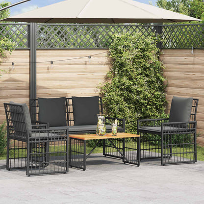 Set di Mobili da Esterno 4 pcs Nero e Grigio scuro | homemem39