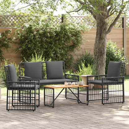 Set di Mobili da Esterno 4 pcs Nero e Grigio scuro | homemem39