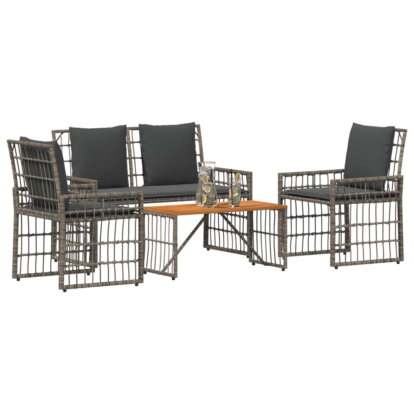 Set di Mobili da Esterno 4 pcs Nero e Grigio scuro | homemem39