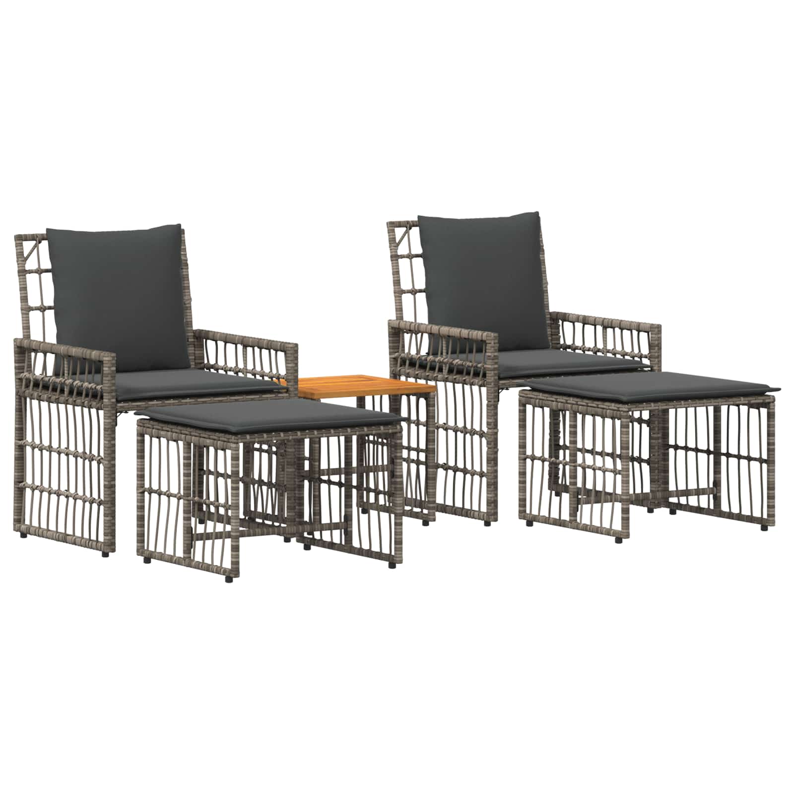 Set di Mobili da Esterno 5 pcs Nero e Grigio scuro | homemem39