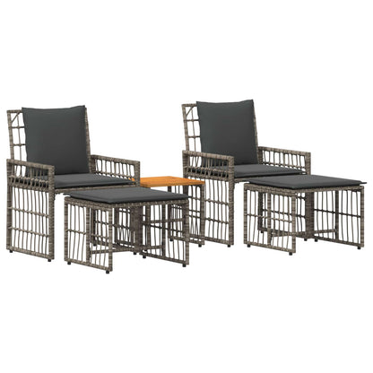 Set di Mobili da Esterno 5 pcs Nero e Grigio scuro | homemem39