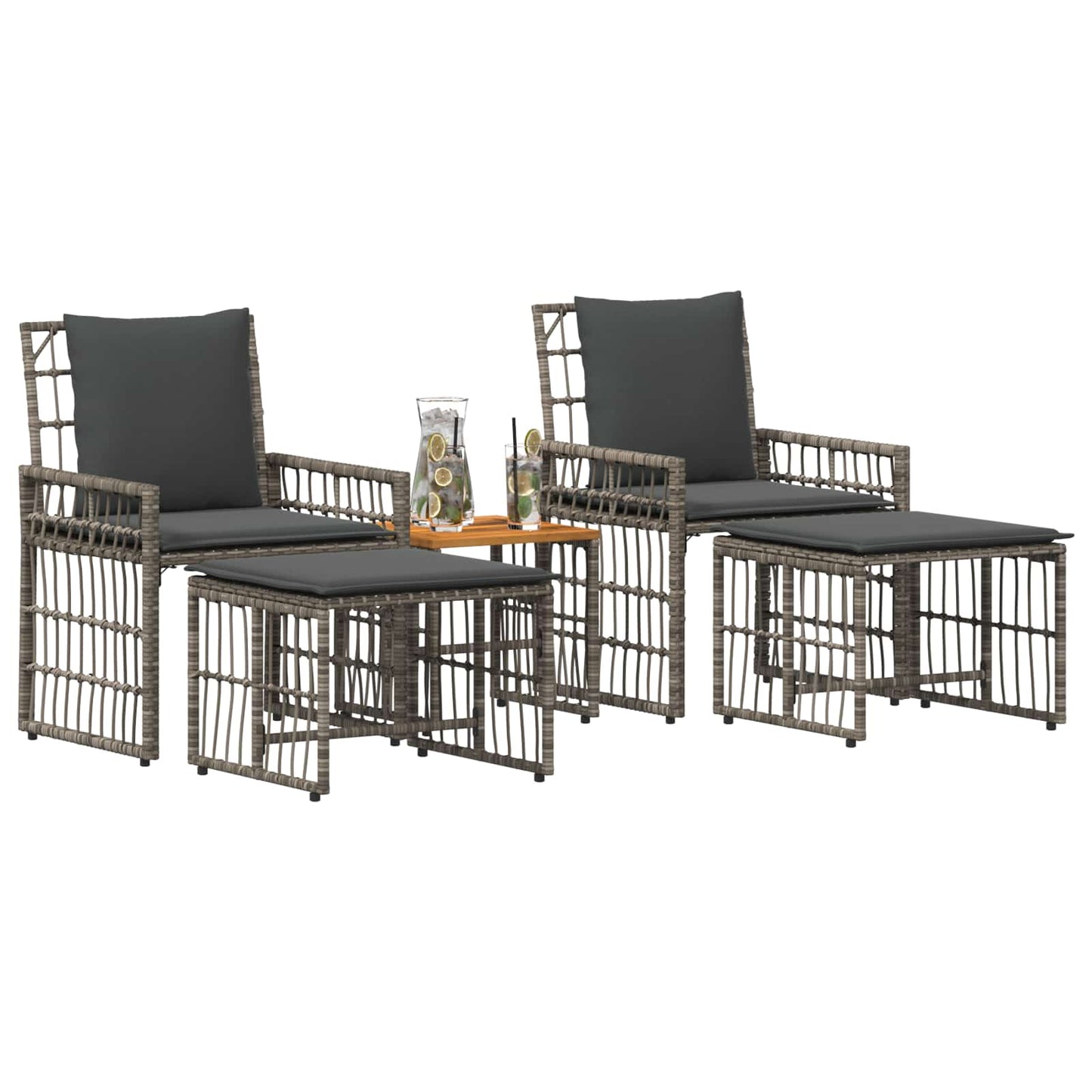 Set di Mobili da Esterno 5 pcs Nero e Grigio scuro | homemem39