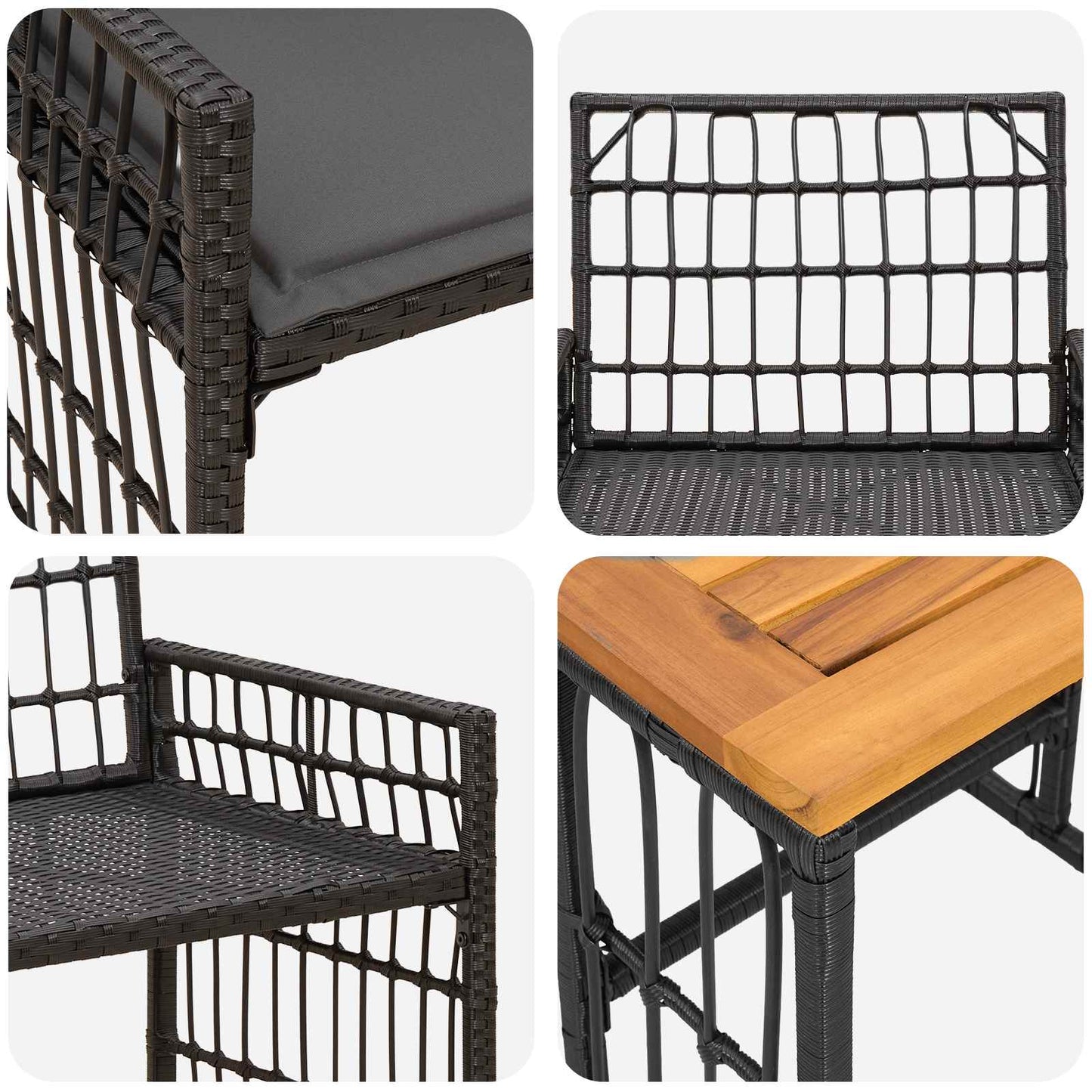 Set di Mobili da Esterno 3 pcs Nero e Grigio scuro | homemem39