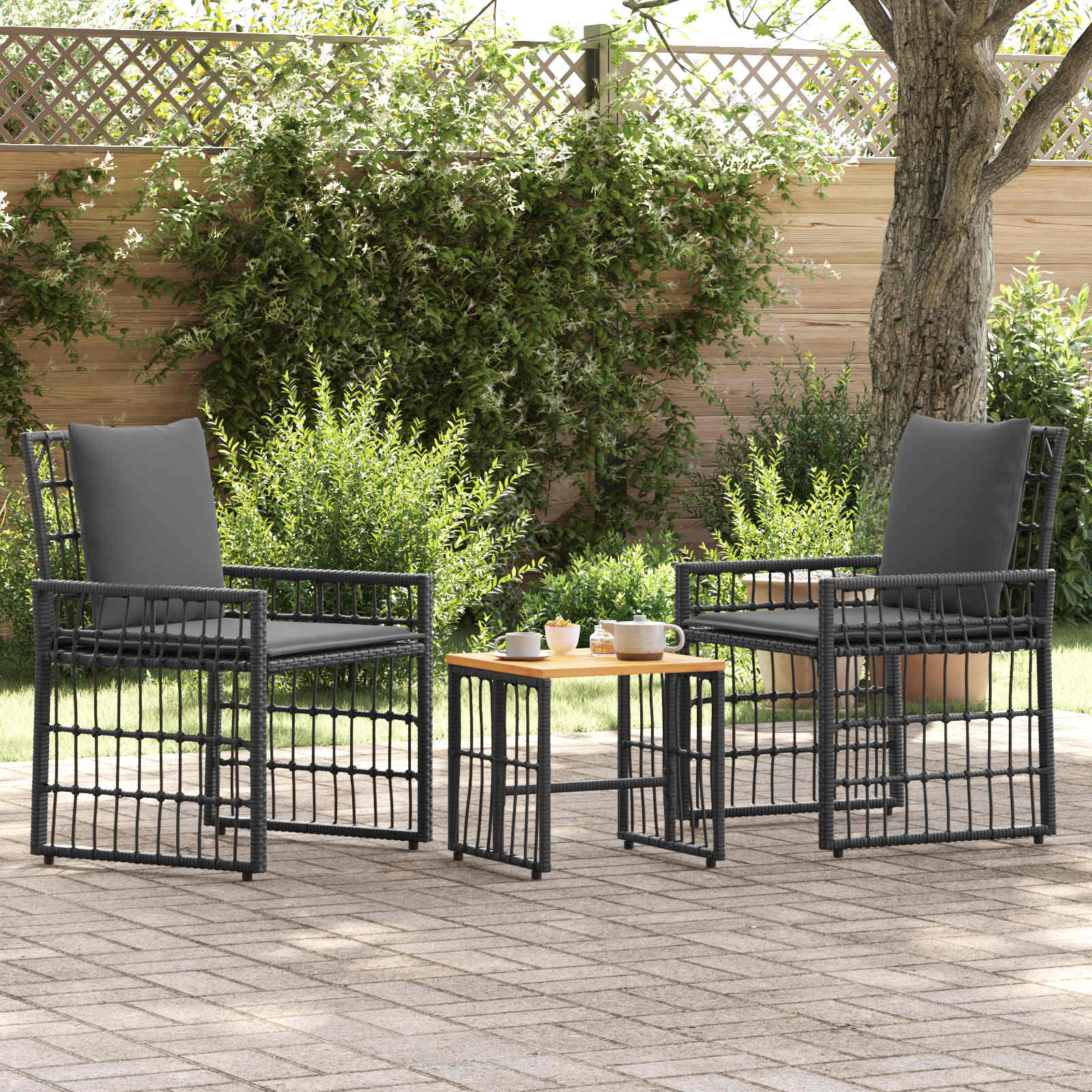 Set di Mobili da Esterno 3 pcs Nero e Grigio scuro | homemem39