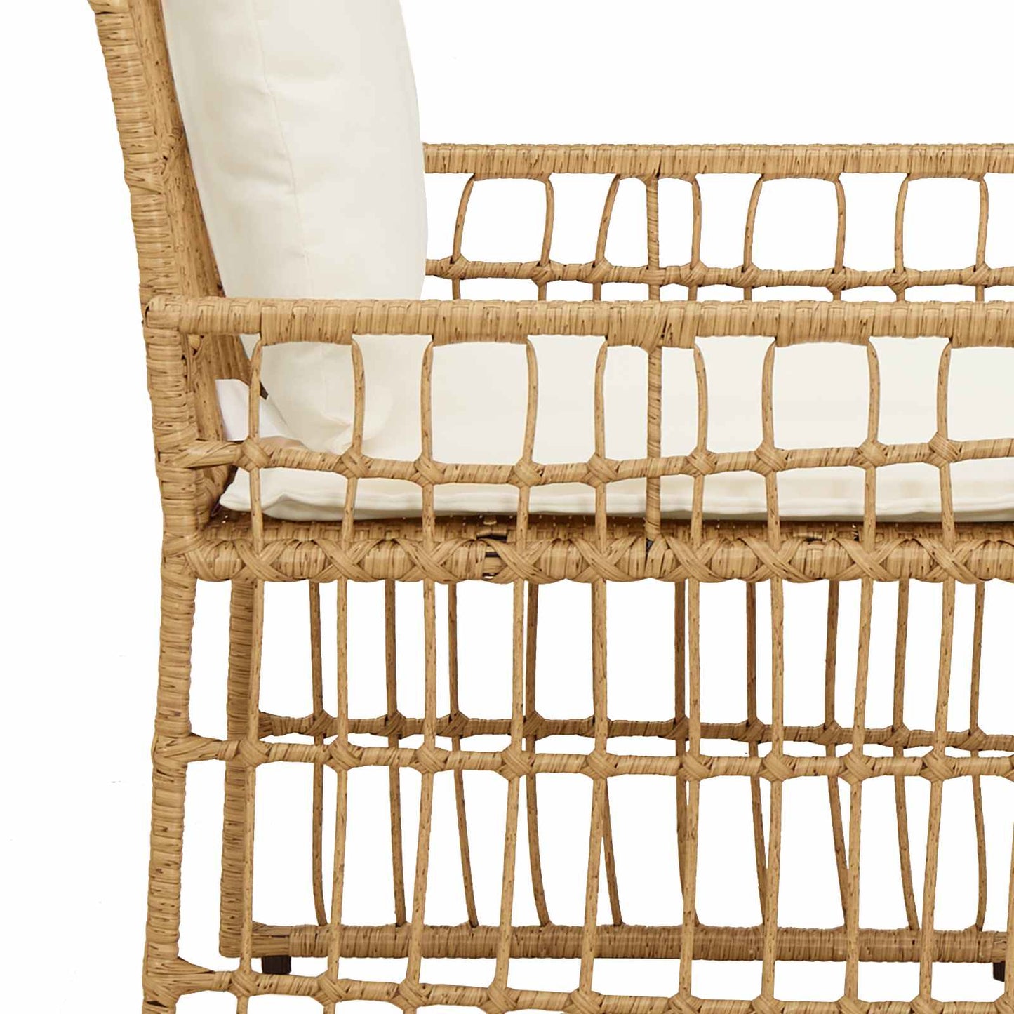 Set di Mobili da Esterno 3 pcs Naturale e Bianco Crema | homemem39