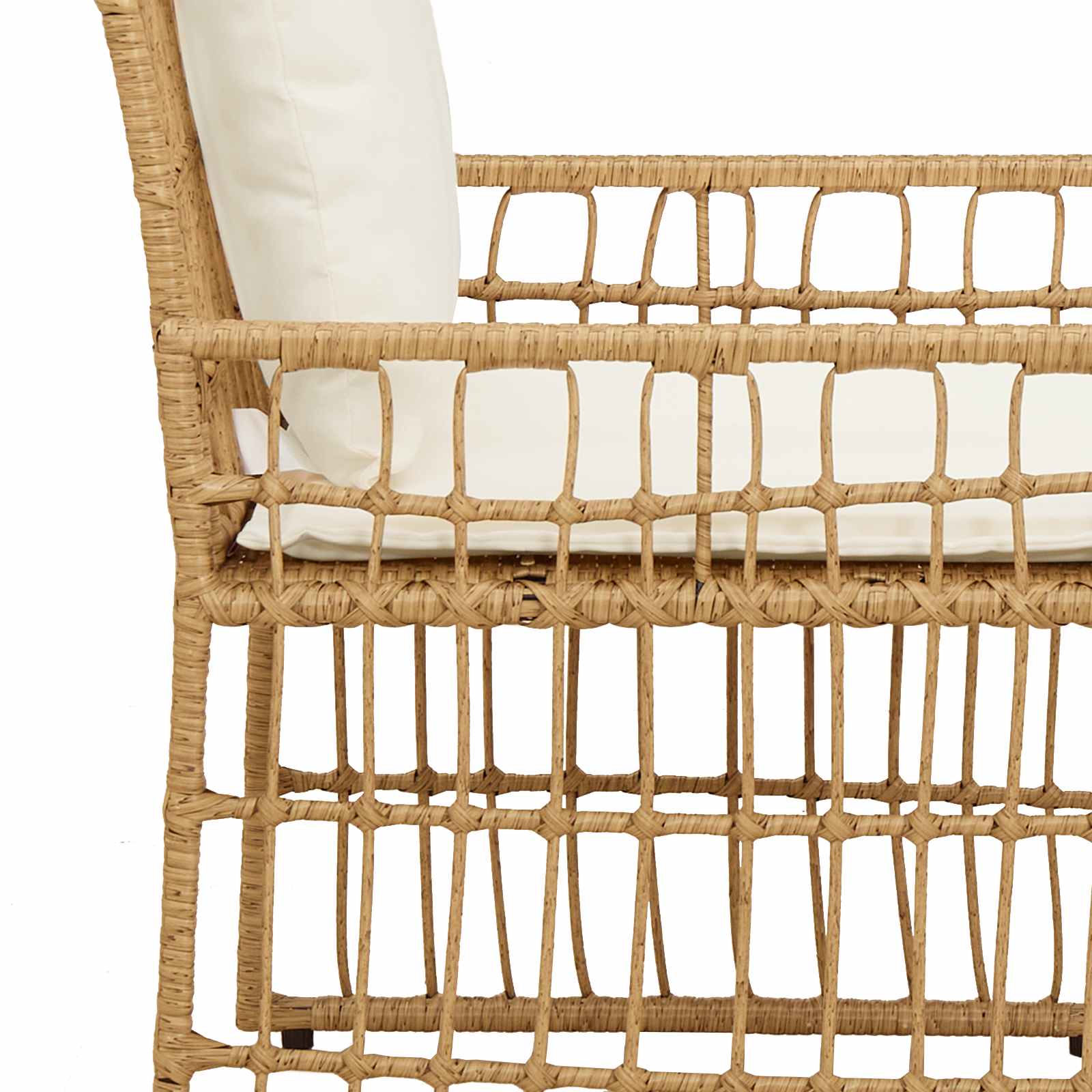 Set di Mobili da Esterno 3 pcs Naturale e Bianco Crema | homemem39