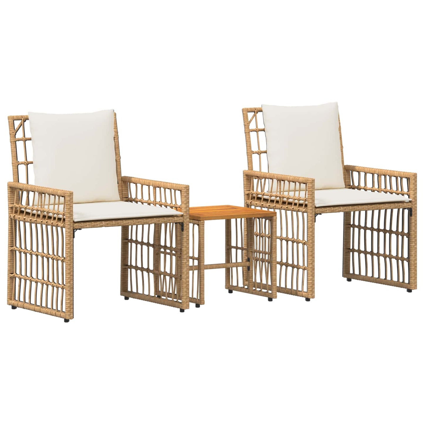 Set di Mobili da Esterno 3 pcs Naturale e Bianco Crema | homemem39