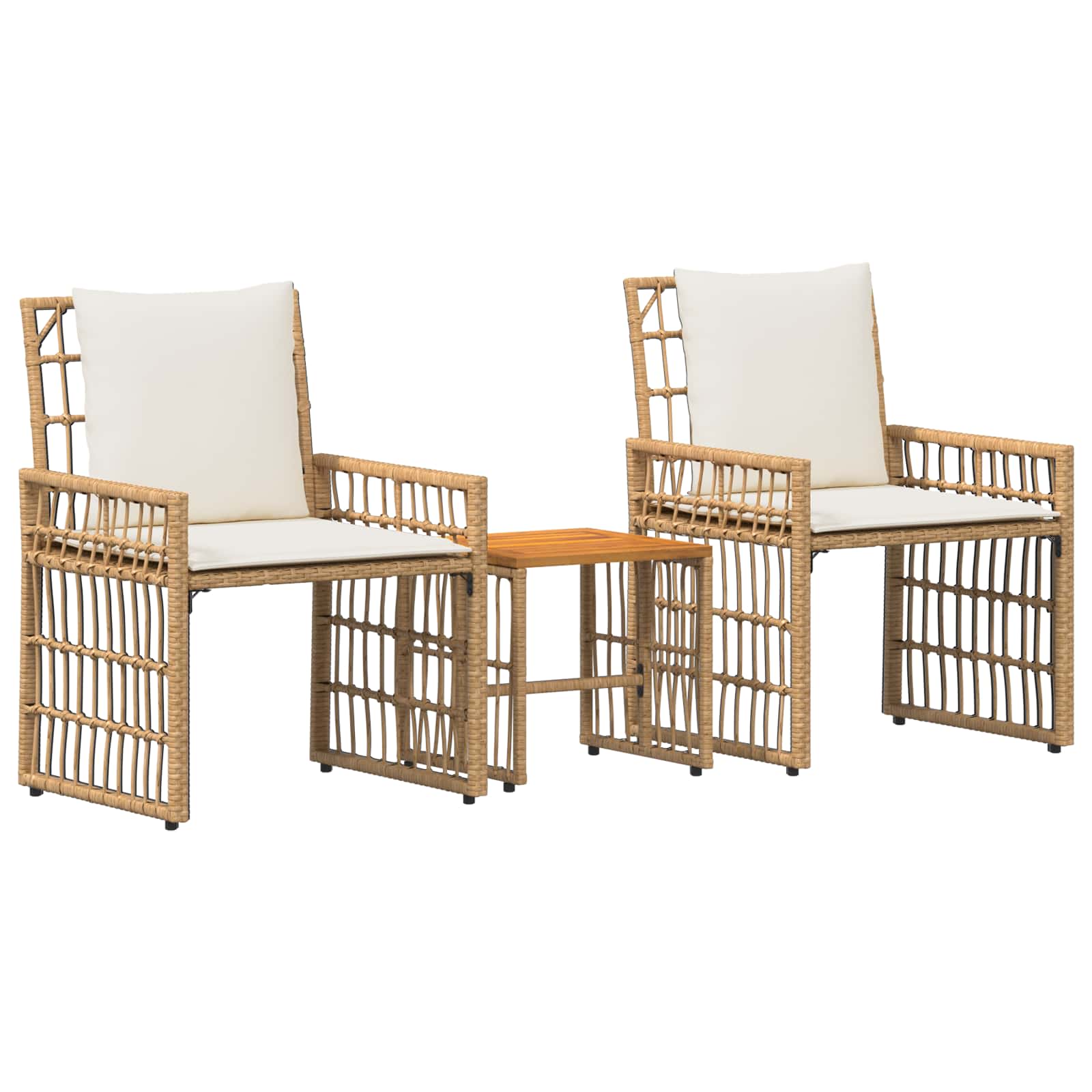 Set di Mobili da Esterno 3 pcs Naturale e Bianco Crema | homemem39