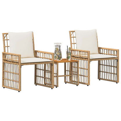 Set di Mobili da Esterno 3 pcs Naturale e Bianco Crema | homemem39