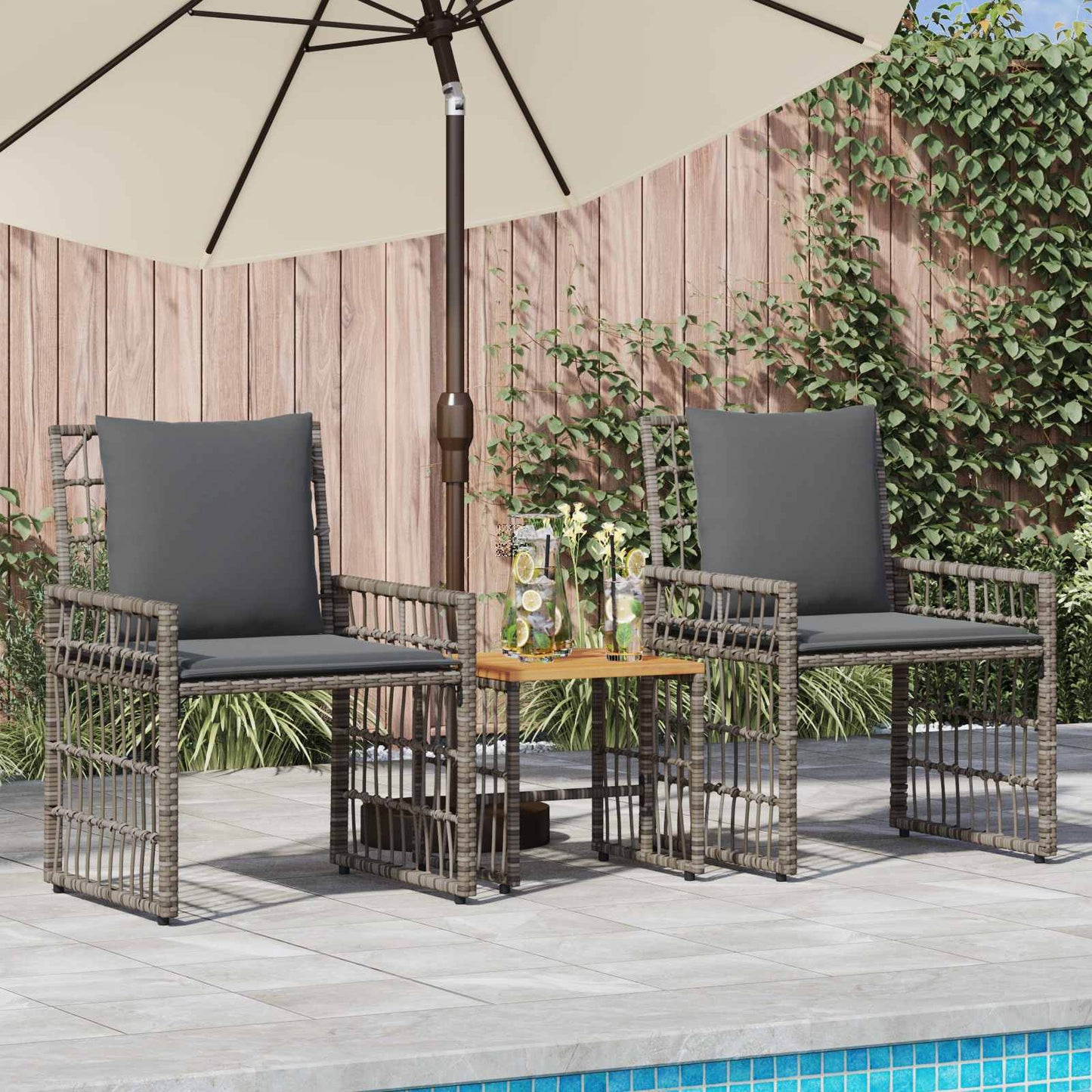 Set di Mobili da Esterno 3 pcs Nero e Grigio scuro | homemem39