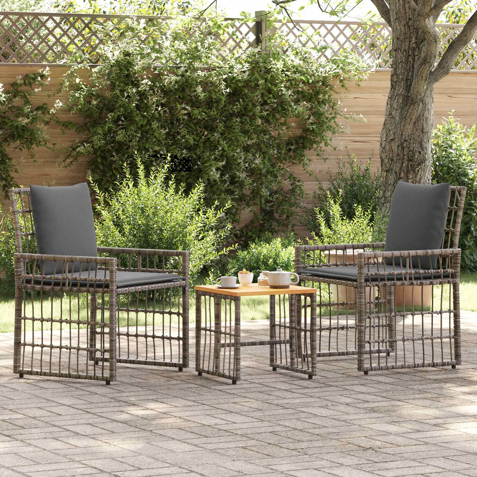 Set di Mobili da Esterno 3 pcs Nero e Grigio scuro | homemem39