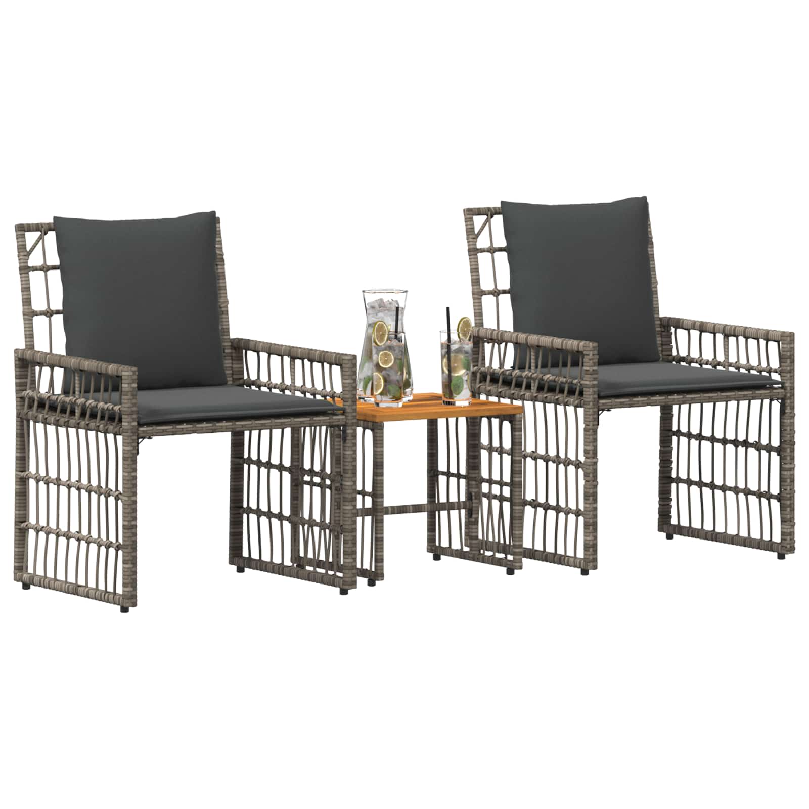 Set di Mobili da Esterno 3 pcs Nero e Grigio scuro | homemem39