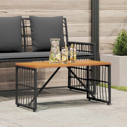 Tavolo da Esterno Nero 80 x 40 x 40 cm Acciaio e Polyrattan