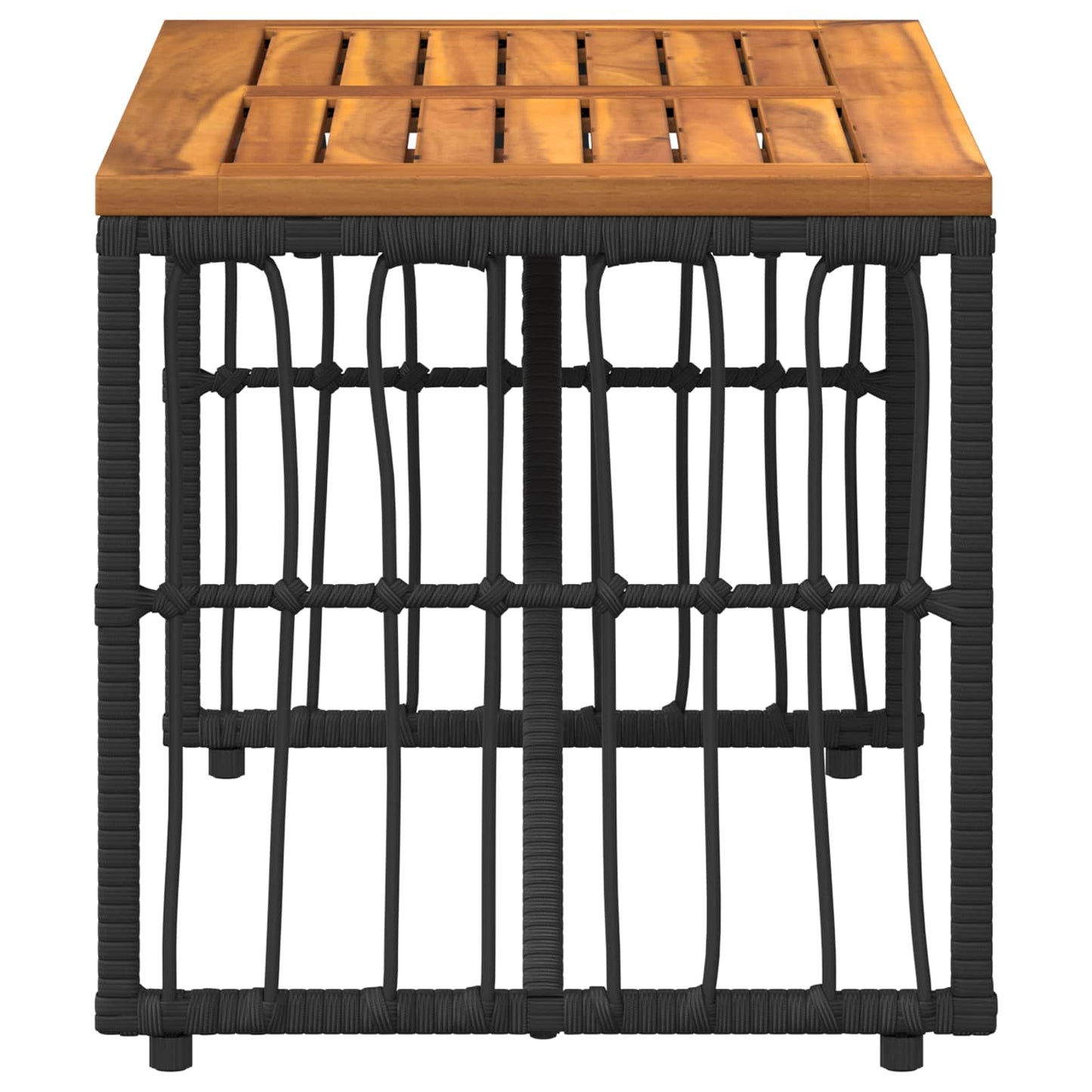 Tavolo da Esterno Nero 80 x 40 x 40 cm Acciaio e Polyrattan