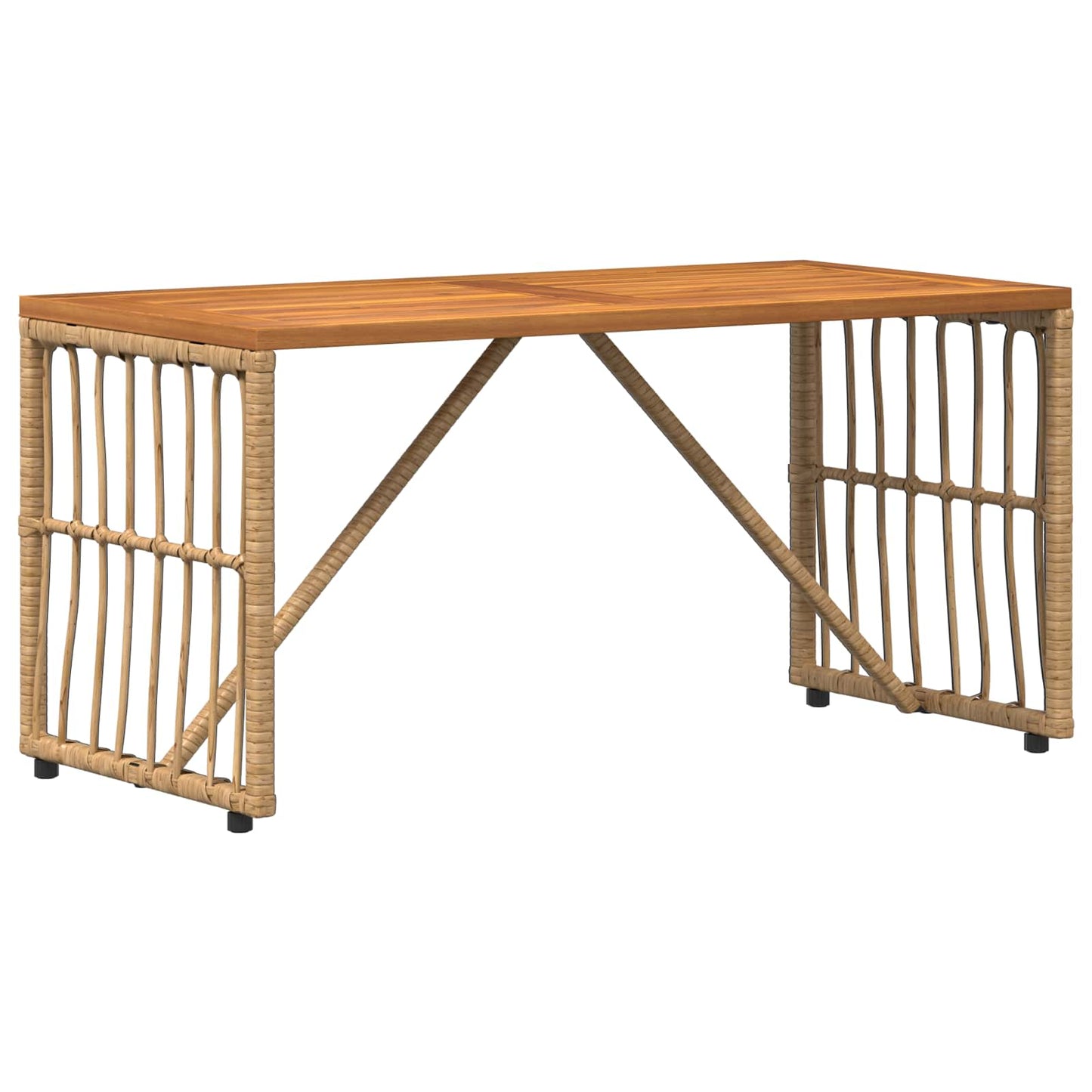 Tavolo da Esterno Naturale 80 x 40 x 40 cm Acciaio e Polyrattan | homemem39