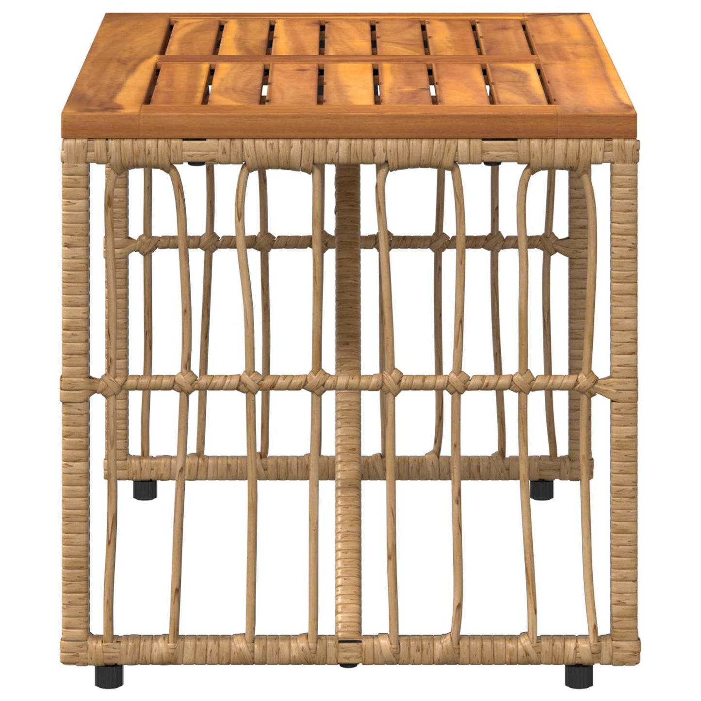 Tavolo da Esterno Naturale 80 x 40 x 40 cm Acciaio e Polyrattan