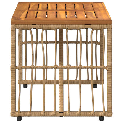Tavolo da Esterno Naturale 80 x 40 x 40 cm Acciaio e Polyrattan