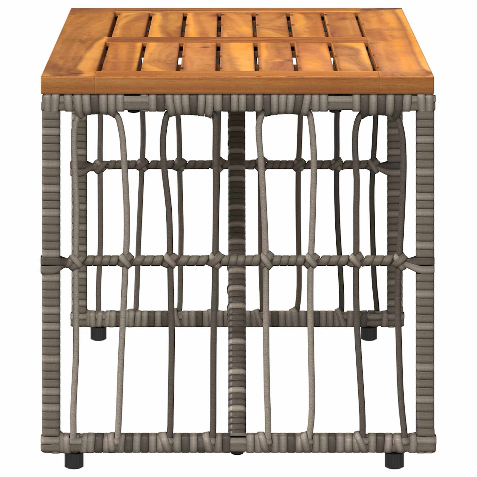 Tavolo da Esterno Grigio 80 x 40 x 40 cm Acciaio e Polyrattan | homemem39