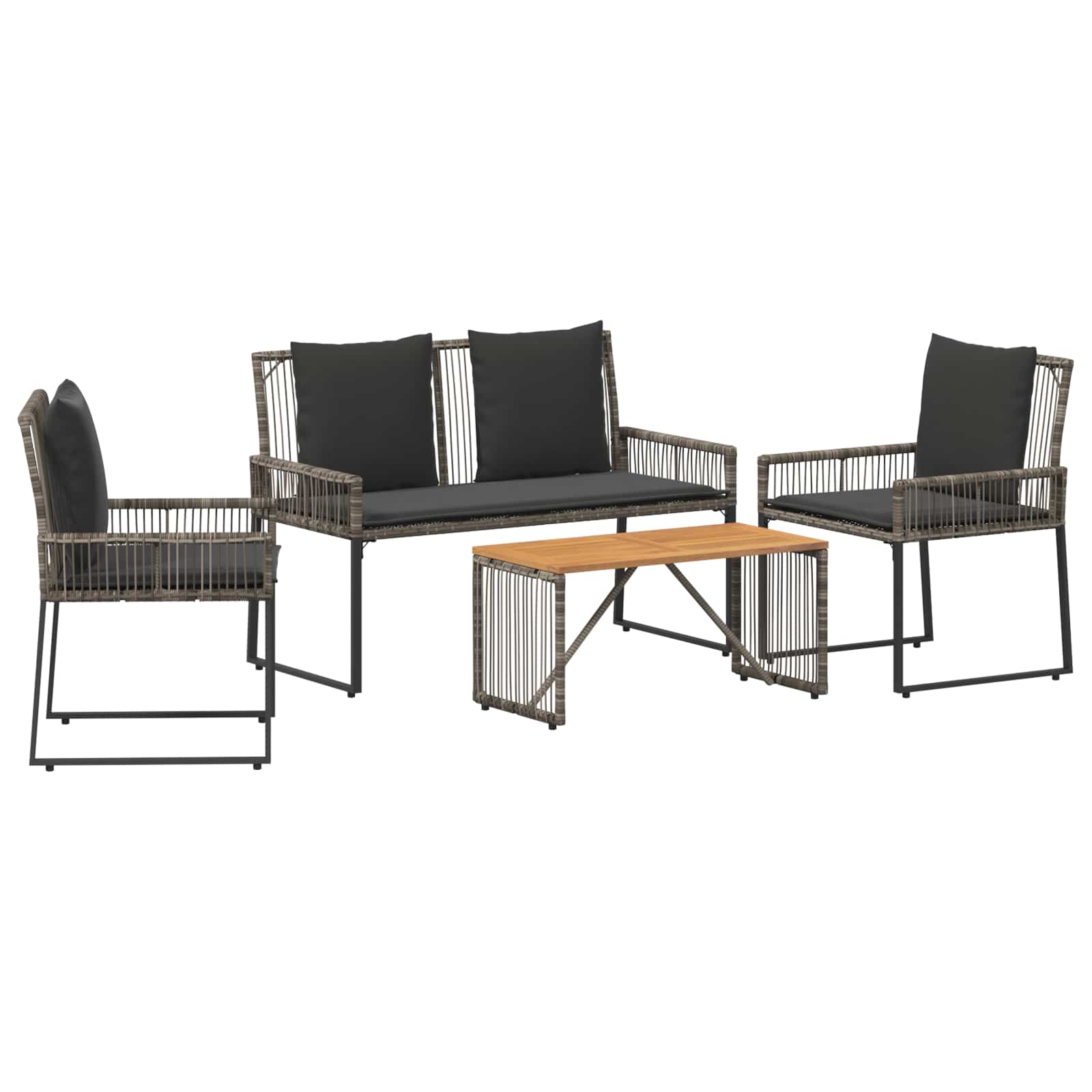 Set di Mobili da Esterno 9 pcs Grigio e Grigio Scuro polyrattan | homemem39