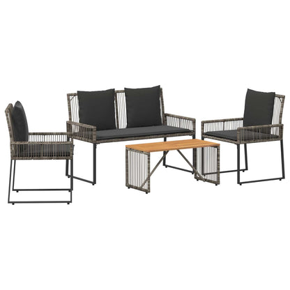 Set di Mobili da Esterno 9 pcs Grigio e Grigio Scuro polyrattan | homemem39