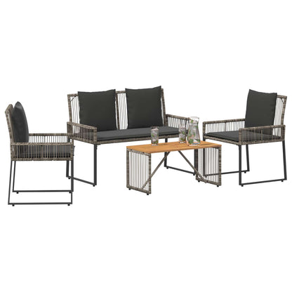 Set di Mobili da Esterno 9 pcs Grigio e Grigio Scuro polyrattan | homemem39