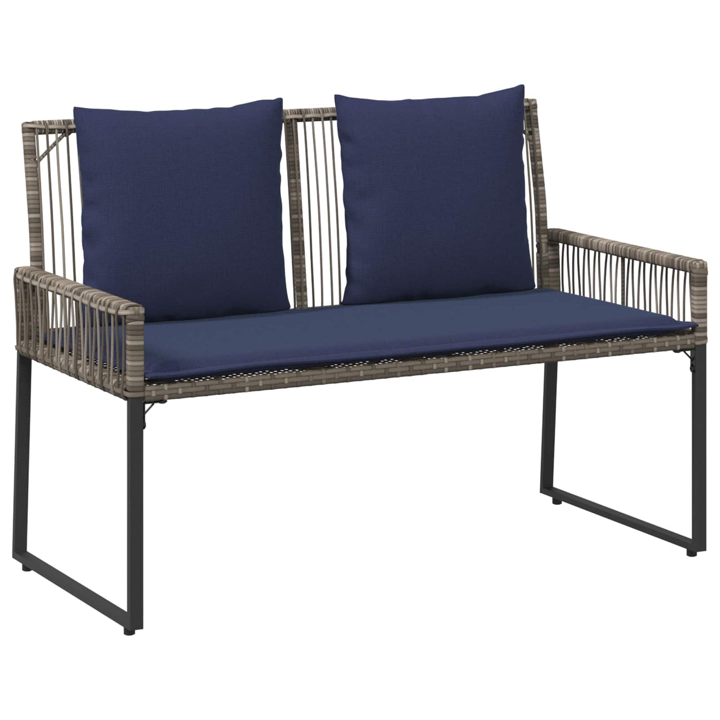 Set di Mobili da Esterno 9 pcs Grigio e Blu Navy polyrattan | homemem39