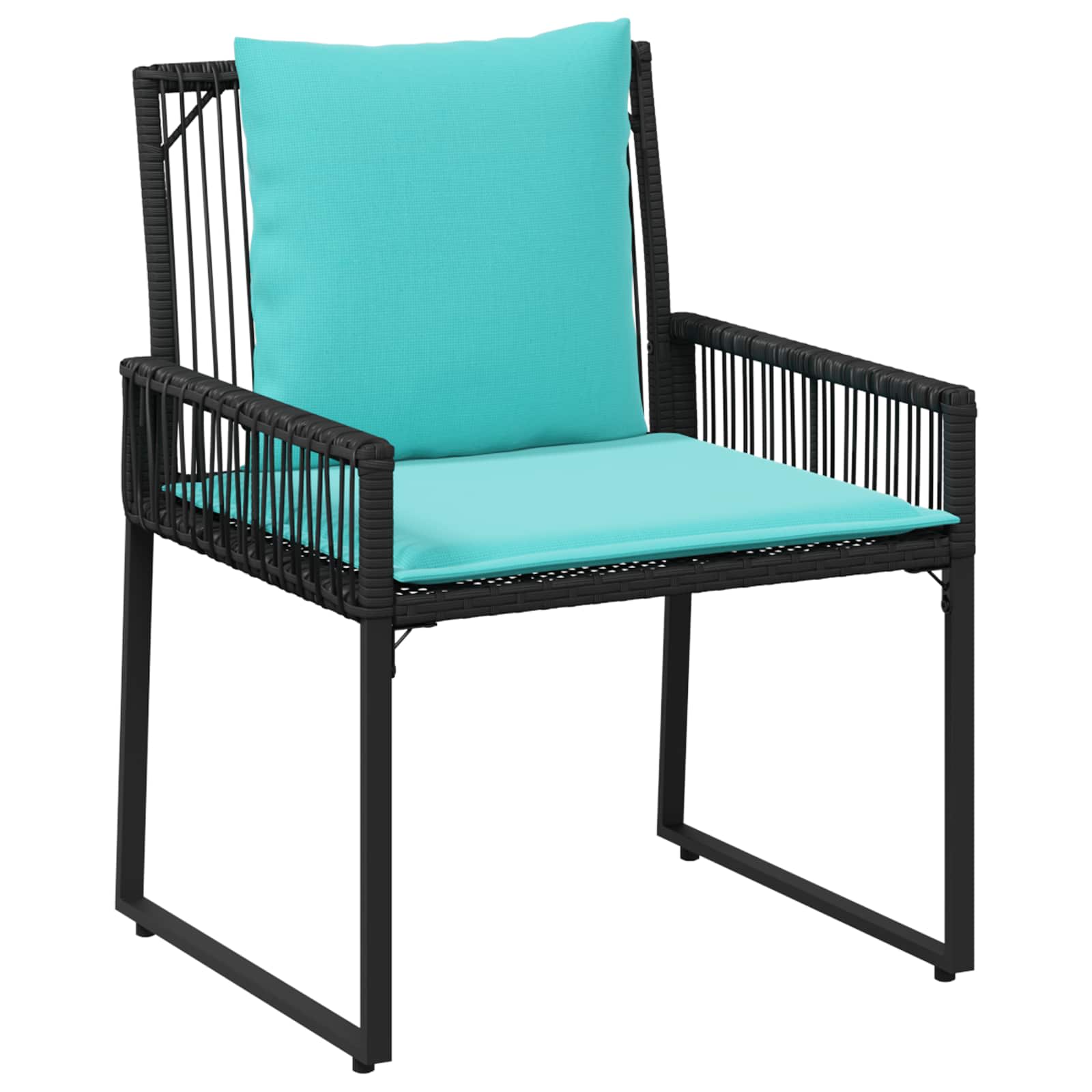Set di Mobili da Esterno 9 pcs Nero e Turchese polyrattan | homemem39