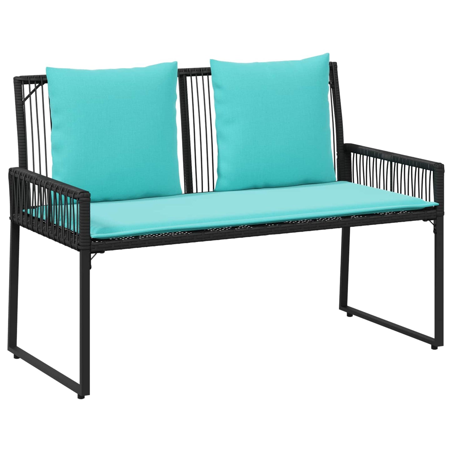 Set di Mobili da Esterno 9 pcs Nero e Turchese polyrattan | homemem39