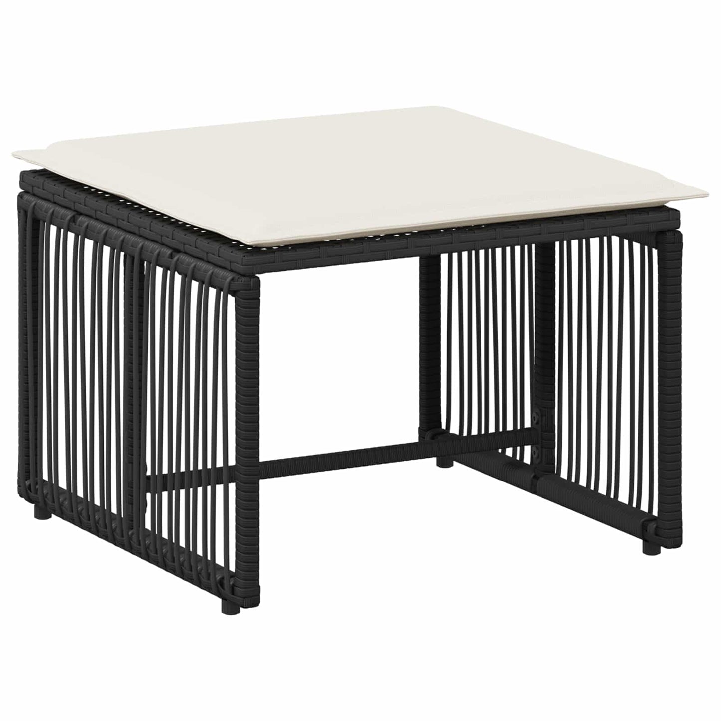 Set di Mobili da Esterno 11 pcs Nero e Bianco Crema polyrattan | homemem39