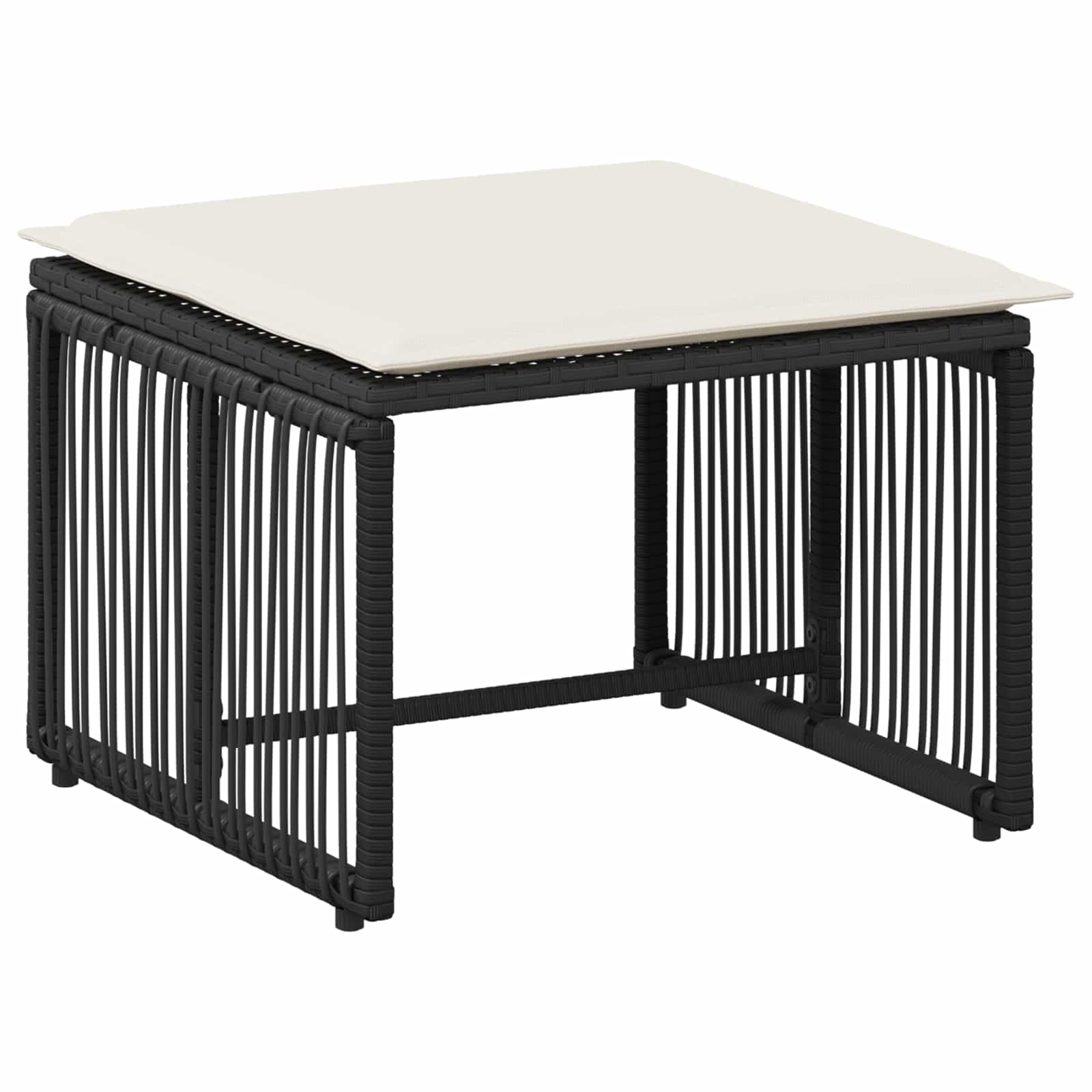 Set di Mobili da Esterno 11 pcs Nero e Bianco Crema polyrattan | homemem39