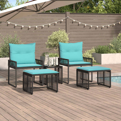 Set di Mobili da Esterno 11 pcs Nero e Turchese polyrattan | homemem39