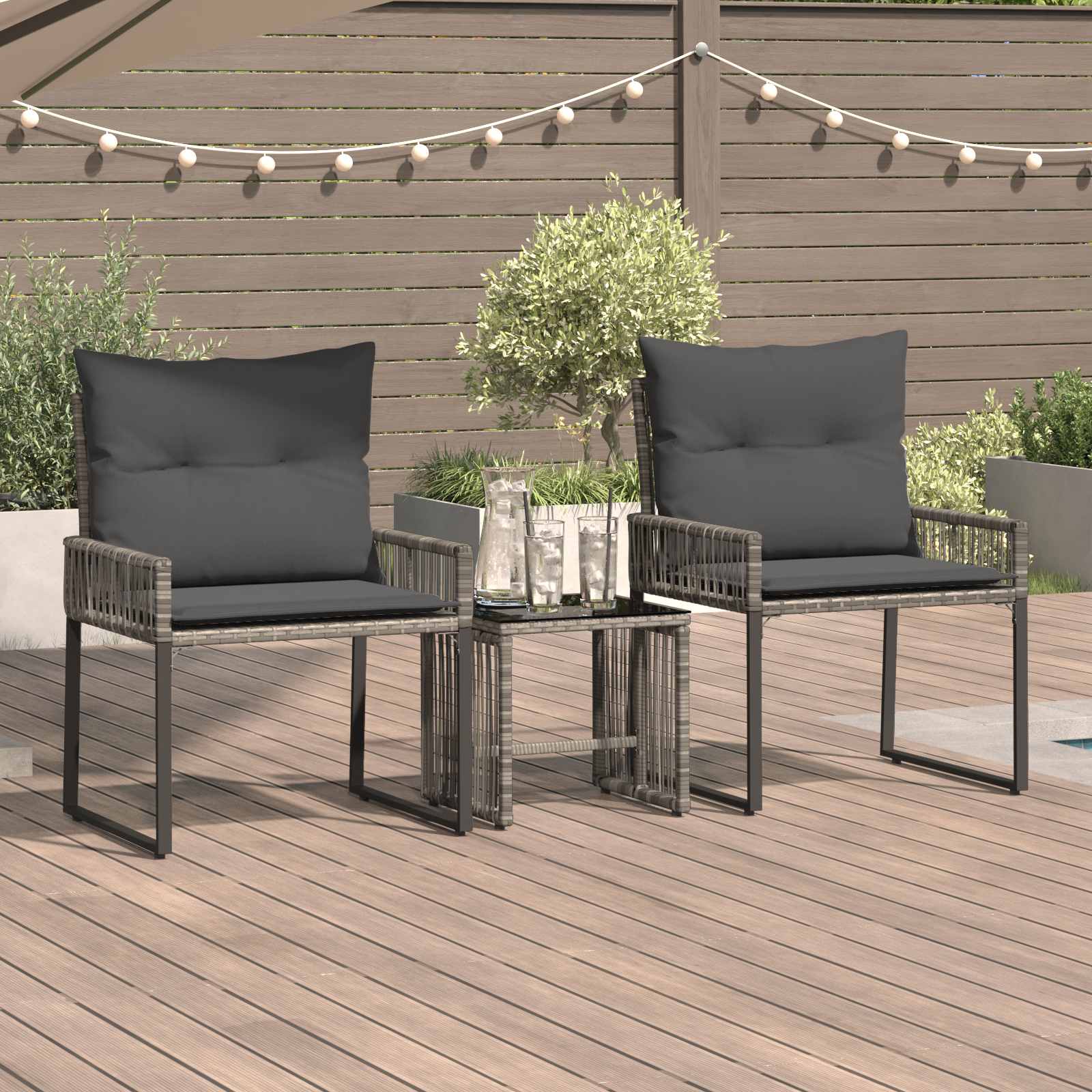Set di Mobili da Esterno 7 pcs Grigio e Grigio Scuro polyrattan | homemem39