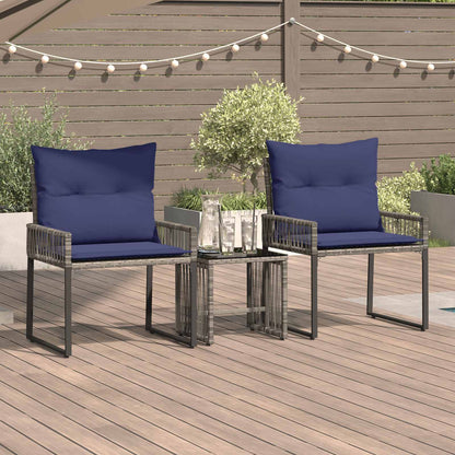 Set di Mobili da Esterno 7 pcs Grigio e Blu Navy polyrattan | homemem39