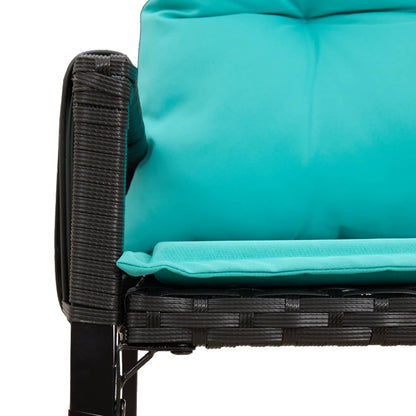 Set di Mobili da Esterno 7 pcs Nero e Turchese polyrattan | homemem39