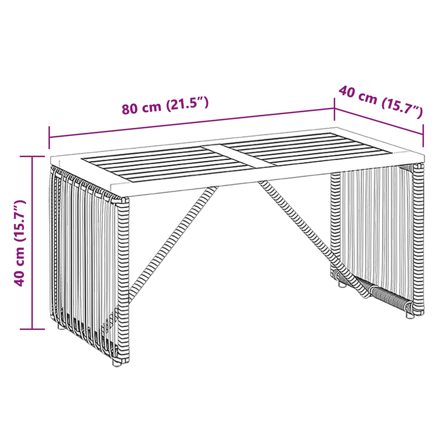 Tavolo da Esterno Grigio e Marrone 80 x 40 x 40 cm polyrattan
