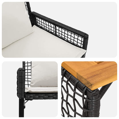 Set di Mobili da Esterno con cuscino 4 pcs Nero e Bianco Crema | homemem39