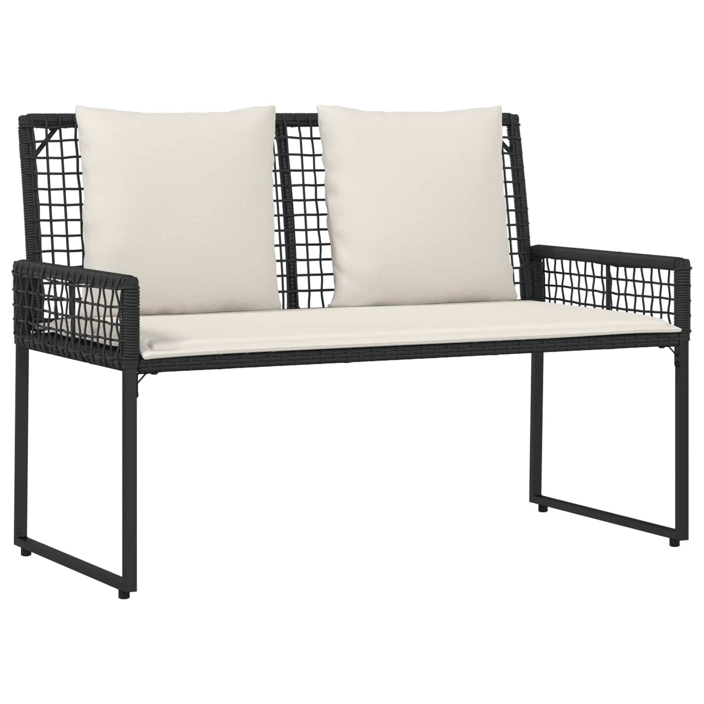 Set di Mobili da Esterno con cuscino 4 pcs Nero e Bianco Crema | homemem39