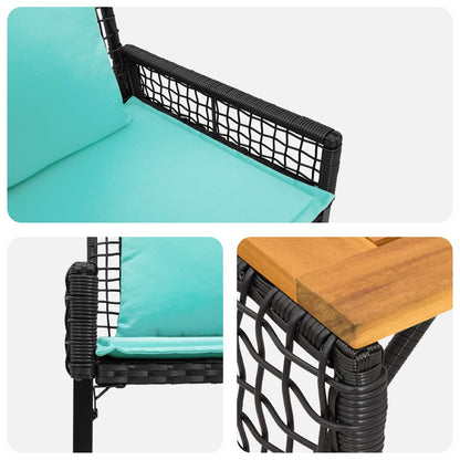 Set di Mobili da Esterno con cuscino 4 pcs Nero e Turchese | homemem39