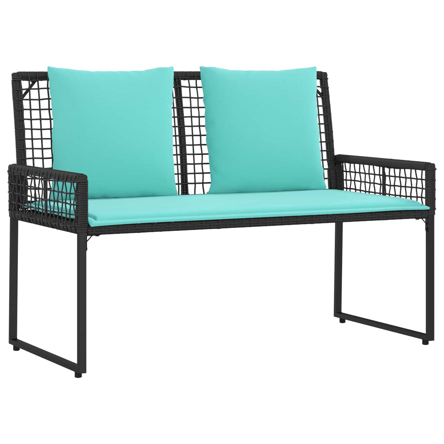 Set di Mobili da Esterno con cuscino 4 pcs Nero e Turchese | homemem39
